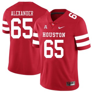 Men's Houston Cougars Bo Alexander #65 Embroidery Red 2018 Jerseys 862955-310