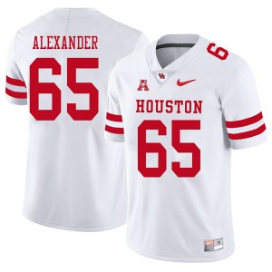 Men's Houston Cougars Bo Alexander #65 Stitched White 2018 Jersey 735457-350