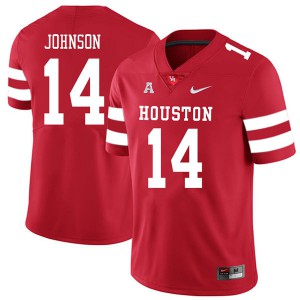 Mens Houston Cougars Isaiah Johnson #14 College Red 2018 Jersey 228139-486