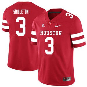 Mens Houston Cougars Jeremy Singleton #3 Red Stitched 2018 Jersey 462818-623