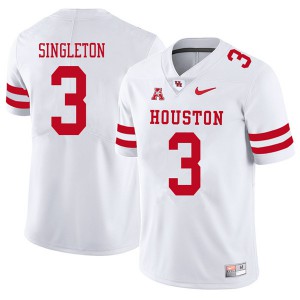 Men's Houston Cougars Jeremy Singleton #3 2018 White Official Jersey 335029-944