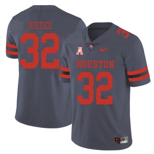 Men Houston Cougars Kevrin Justice #32 Gray Player 2018 Jersey 236486-136