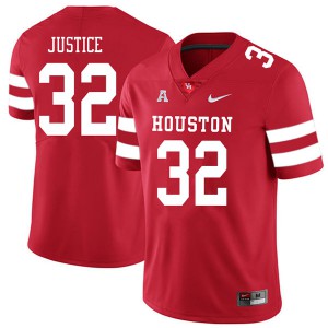 Men Houston Cougars Kevrin Justice #32 Football 2018 Red Jersey 851835-527