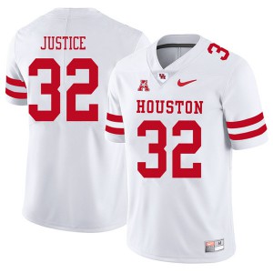 Mens Houston Cougars Kevrin Justice #32 White 2018 University Jerseys 353887-754