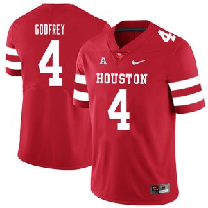 Men's Houston Cougars Leroy Godfrey #4 Official Red 2018 Jerseys 795002-245