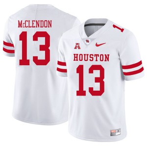 Mens Houston Cougars Mason McClendon #13 2018 White Embroidery Jerseys 978566-933