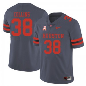Men's Houston Cougars Adrian Collins #38 Gray Official Jerseys 969738-403