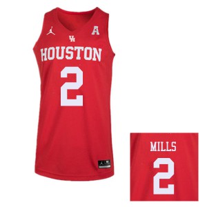 Men Houston Cougars Caleb Mills #2 Embroidery Red Jordan Brand Jerseys 401084-110