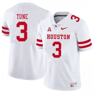 Men's Houston Cougars Clayton Tune #3 Official White Jerseys 210456-301