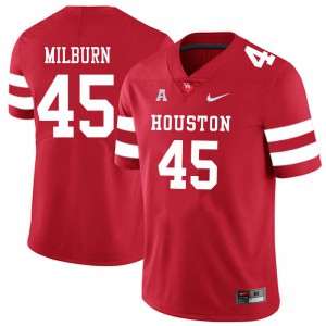 Men's Houston Cougars Jordan Milburn #45 Official Red Jersey 184495-451