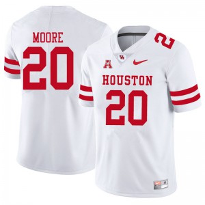 Men's Houston Cougars Jordan Moore #20 College White Jerseys 843335-861