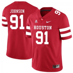 Mens Houston Cougars Benil Johnson #91 Red Player Jerseys 797165-971
