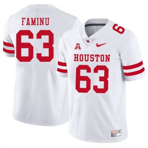 Men's Houston Cougars James Faminu #63 White Embroidery Jerseys 450916-289