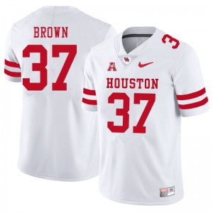 Mens Houston Cougars Terrell Brown #37 White Embroidery Jerseys 111429-422