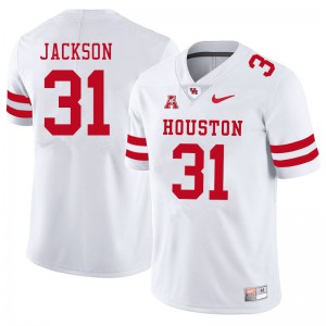 Mens Houston Cougars Taijon Jackson #31 Embroidery White Jerseys 279160-444