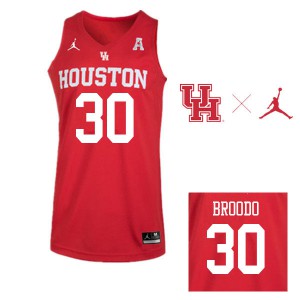 Mens Houston Cougars Caleb Broodo #30 Red Jordan Brand Basketball Jersey 373634-569