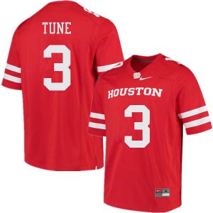 Mens Houston Cougars Clayton Tune #3 Red Stitch Jersey 455691-320