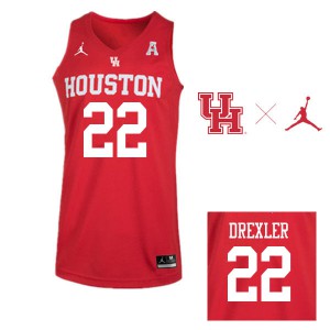 Men's Houston Cougars Clyde Drexler #22 High School Red Jordan Brand Jersey 179670-489