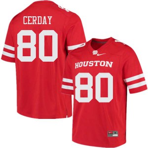 Mens Houston Cougars Colton Cerday #80 Red Football Jersey 503360-702