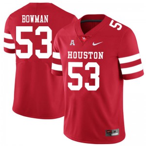 Mens Houston Cougars Derek Bowman #53 Red College Jerseys 672105-796