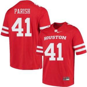 Mens Houston Cougars Derek Parish #41 Red Stitched Jerseys 243616-755