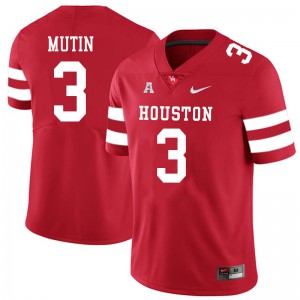 Mens Houston Cougars Donavan Mutin #3 Red College Jersey 879197-765