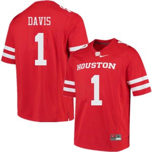 Men's Houston Cougars Garrett Davis #1 Player Red Jerseys 684916-786