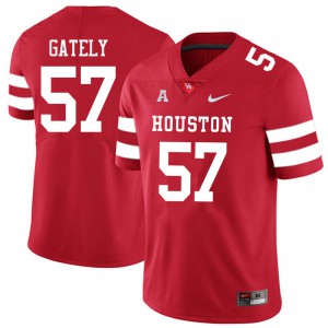 Men's Houston Cougars Gavin Gately #57 University Red Jerseys 514172-441