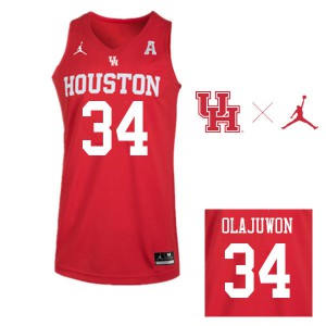 Mens Houston Cougars Hakeem Olajuwon #34 Red Embroidery Jordan Brand Jerseys 786458-675