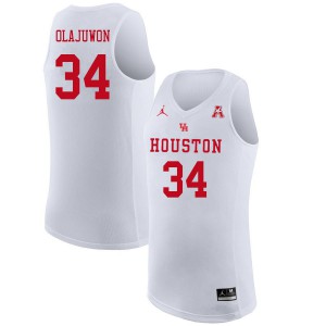 Mens Houston Cougars Hakeem Olajuwon #34 Embroidery White Jordan Brand Jerseys 958550-849