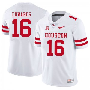 Men's Houston Cougars Holman Edwards #16 White Stitched Jerseys 132106-571