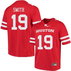 Mens Houston Cougars Javian Smith #19 Stitch Red Jerseys 501593-675