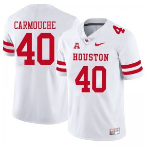 Men's Houston Cougars Jordan Carmouche #40 White Official Jerseys 333770-299