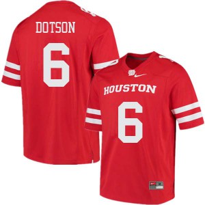 Mens Houston Cougars Khari Dotson #6 Stitched Red Jersey 129611-894