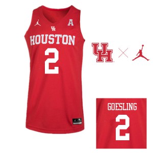 Men Houston Cougars Landon Goesling #2 University Jordan Brand Red Jersey 291792-233