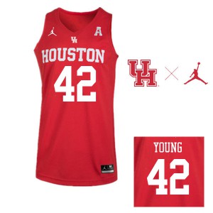 Men Houston Cougars Michael Young #42 Jordan Brand Stitch Red Jersey 516412-560