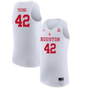 Mens Houston Cougars Michael Young #42 Official White Jordan Brand Jersey 247177-346