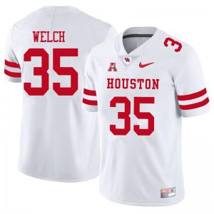 Men's Houston Cougars Mike Welch #35 White University Jerseys 342481-223