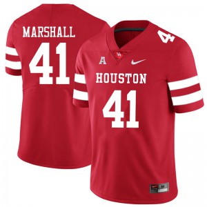 Men Houston Cougars T.J. Marshall #41 Red Embroidery Jerseys 696276-309