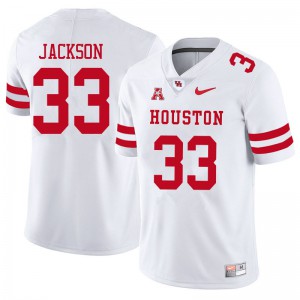 Mens Houston Cougars Taijon Jackson #33 White University Jerseys 371060-696