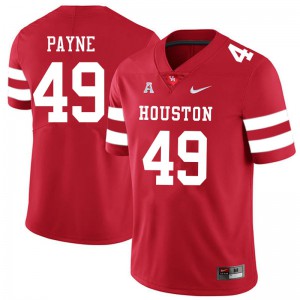 Mens Houston Cougars Taures Payne #49 Embroidery Red Jerseys 836278-524