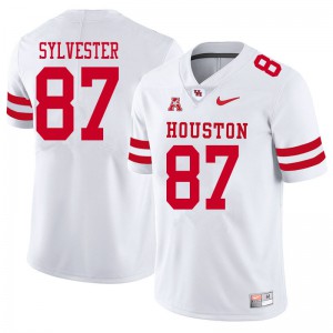 Men's Houston Cougars Trevonte Sylvester #87 White Embroidery Jerseys 430359-237