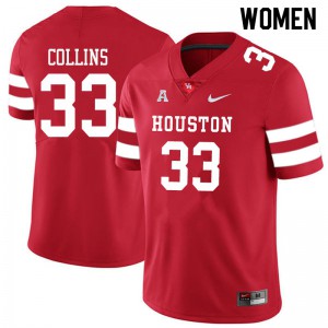 Womens Houston Cougars Adrian Collins #38 Red College Jerseys 870641-166