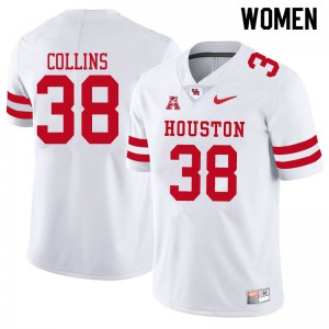 Womens Houston Cougars Adrian Collins #38 Football White Jerseys 187507-880