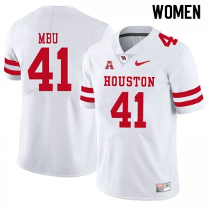 Women's Houston Cougars Bradley Mbu #41 College White Jersey 876655-216