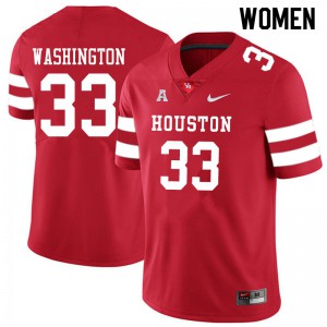 Women Houston Cougars Bryce Washington #33 Stitch Red Jersey 857981-974