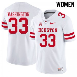 Womens Houston Cougars Bryce Washington #33 White High School Jersey 723195-200
