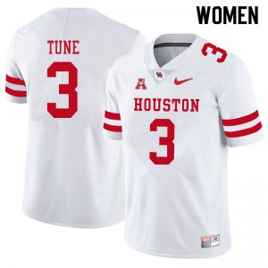 Women's Houston Cougars Clayton Tune #3 White College Jersey 591141-665