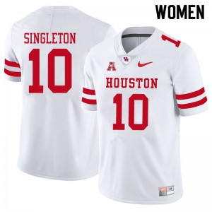 Womens Houston Cougars Jeremy Singleton #10 Embroidery White Jerseys 471498-619