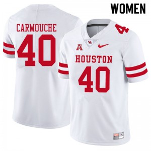 Womens Houston Cougars Jordan Carmouche #40 White Football Jerseys 245357-444